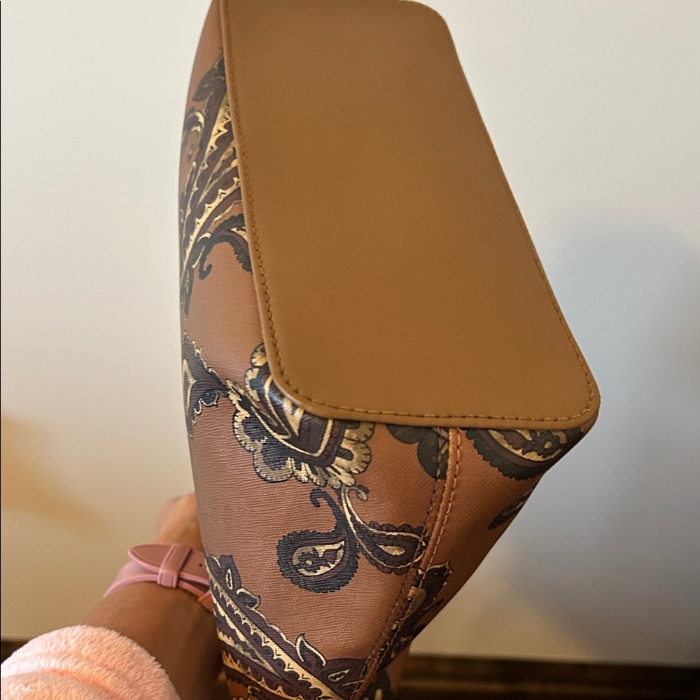 Michael Kors Brown Paisley Tote with Scarf Accent - Picture 8 of 16